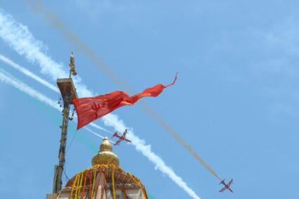 Prime Minister witnesses a breathtaking flypast by the IAF’s Suryakiran Team at Somnath